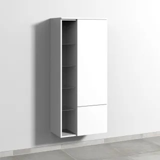 Sanipa 3way Stauraumschrank mit 1 Tür, 1 Auszug und offenen Fächern, Weiß-Soft SM18343