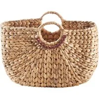 Kobolo Shopper Tasche Korbtasche mit rundem Griff Wasserhyazinthe