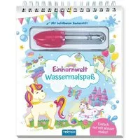 Trötsch Wassermalspaß mit Zauberstift Einhornwelt / diverse, Malblock mit nachfüllbarem Wassermalstift