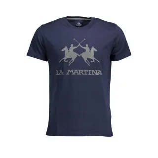 La Martina Chic Rundhalsausschnitt Baumwollshirt in Blau