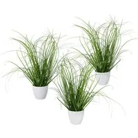 Kunstgras Grasbusch, Creativ green, Höhe 40 cm, 3er Set, im dekorativen Kunststofftopf