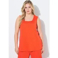 Ulla Popken Longtop Top Rippjersey A-Linie Caree-Ausschnitt ärmellos