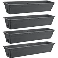 BURI Blumenkasten 4x Balkonkasten 100cm Wasserspeicher Pflanzkasten Entwässerung grau (4 St)