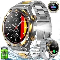 blackview 2026 Herren Smartwatch mit GPS, 14K vergoldet,900mAh, Bluetooth-Anrufe Smartwatch (1.43" Zoll, IOS&Android), 1-tlg., 1,43" AMOLED, 330+ kostenlose Zifferblätter, ChatGPT, 2 Armbänder,IP68