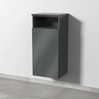 Sanipa 3way Mittelschrank mit 1 Tür und 1 offenem Fach, Anthrazit-Glanz, SF13479 SF13479