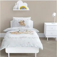 MTOnlinehandel Babybettwäsche König der Löwen 100x135 + 40x60 cm, 100 % Baumwolle Flanell, Biber, 2 teilig, Hakuna Matata Kinderbettwäsche