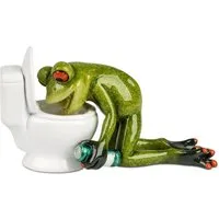 formano Dekofigur Frosch vor Toilette 8 x 14 cm Froschfigur Kunststein glänzend (1 St)