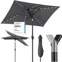 Sekey Sonnenschirm Rechteckig 3x2 m Sonnenschirm Aluminium Marktschirm mit Kurbel, LxB: 300,00x200 cm, Gartenschirm Groß, mit/ohne LED-Lichtern, 30° knickbar, für Garten