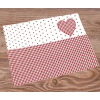 matches21 HOME & HOBBY Platzset Tischset Landhaus Premium LISE Herz Karo & Borte rot 33x42 cm, (1-St)