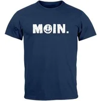Neverless Print-Shirt Herren T-Shirt Schriftzug Moin Dialekt Norden Hamburg Anker Print mit Print