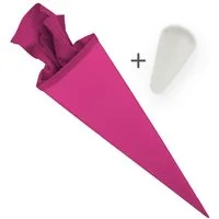 itenga Schultüte itenga Set Pink Bastelschultüte Rohling 70 cm rund + Schultüten Spitze