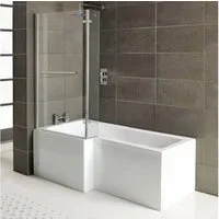 HAK Badewanne Syna Komplettset mit Duschzone, (Set, 4-tlg), Raumsparbadewanne 167,5x85/70 x40cm