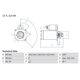 Bosch Anlasser 3,0 kW Mercedes T2/L 0986013480