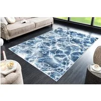riess-ambiente Designteppich OCEAN 230x160cm blau weiß · Kurzflor-Teppich im maritimen Design, rechteckig, Höhe: 8 mm, Wohnzimmer · Indoor · pflegeleicht · Grafikmuster · Schlafzimmer