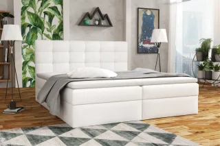 Boxspringbett Schlafzimmerbett DORIANO 180x200cm Kunstleder Soft Weiß