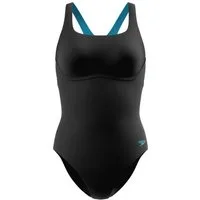Speedo Badeanzug Solid Flex Band One Piece BLK/LTBLU