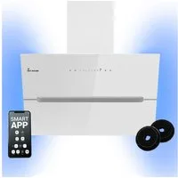 KKT KOLBE Wandhaube Dunstabzugshaube 60cm ECCO6005WM RGBW Ambientebeleuchtung Dunstabzugshaube 60cm ECCO6005WM RGBW Ambientebeleuchtung, Kopffrei / 60cm / Smarte WiFi-App / Weiß / Glas / Schräghaube