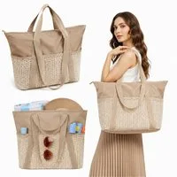 Mutig Strandtasche Strandtasche XL Familie,Groß Strandtasche reisetasche damen shopper (handtaschen damen groß mit Reißverschluss Wasserdicht Sanddicht, schwimmtasche, Umhängetasche Damen, 30L, Faltbar, Ultraleicht, Badetasche), für Urlaub Reisen Fit