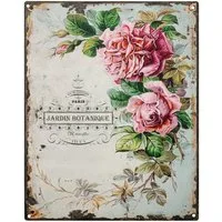 Moritz Metallschild Blechschild Rose Jardin Botanique, (Einzeln), 20 x 25cm Vintage Retro Deko Schild Metallschild Wandbild Schild