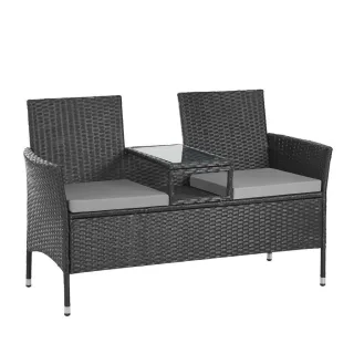 Svita Rattanbank, Schwarz, Kunststoff, rechteckig, 134x84x62 cm, Gartenmöbel, Gartenbänke