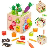 Zaewry Motorikwürfel 49-teiliges Montessori-Holzspielzeug für Kinder,Aktivitätszentrum, (39-tlg), Holzspielzeug zur Förderung der Motorik für Kinder von 36 Monaten