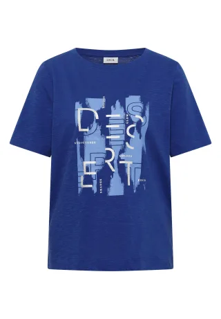 CECIL - T-Shirt mit Rundhals und Frontprint deep river blue - Gr. - XS