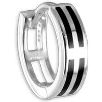 Order & Smile Schmuck Single-Creole Herren Ohrring: 925 Silber Creole mit Onyx