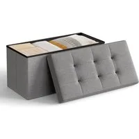 SONGMICS Sitzbank sitzhocker, 76/110cm mit Stauraum, klappbare Sitztruhe, Fußbank