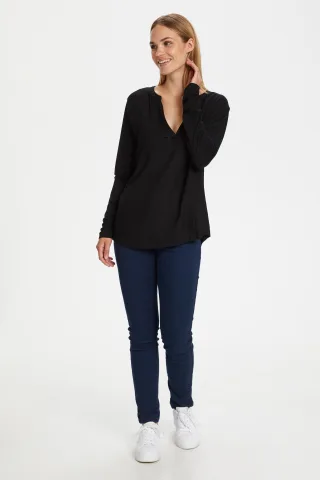 Langarm-Bluse Regular fit Black