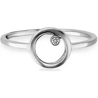 CAÏ Fingerring 925 Sterling Silber rhodiniert Zirkonia Kreis