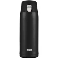 Emsa Thermobecher Travel Mug, Edelstahl, Kunststoff, 0,4L, leicht, Edelstahl, Klappverschluss, 100% dicht, 8h heiß/16h kalt