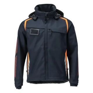 MASCOT Herren Softshell Jacke mit Kapuze ACCELERATE SAFE Schwarzblau / Hi-vis Orange M - 23002-246-01014-M