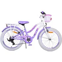 Volare Kinderfahrrad 20 ZOLL Kinder Mädchen Fahrrad Kinderfahrrad Rad LOVELY 7 Gänge 22125, 7 Gang Shimano, Kettenschaltung, 7 Gänge, Korb, Seitenständer, Gepäckträger