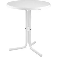 Beautissu Bistrotisch Outdoor Stehtisch Emma, Ø60cm, 70 cm hoch, Weiß, Wetterfest Beistelltisch Stehtisch Outdoor Balkon Gartentisch
