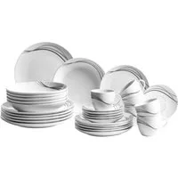MÄSER Kombiservice Geschirr-Set, Service Tajo (30-tlg), 6 Personen, Porzellan, Design in Schwarz/Grautönen, 30 Teile, für 6 Personen