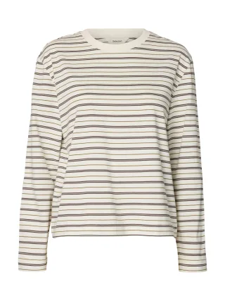 selected women - SLWESSENTIAL LS STRIPED BOXY TEE NOOS - Gr. - XL