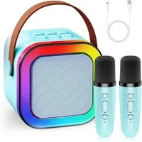 AKKEE Karaoke Maschine mit 2 Bluetooth Mikrofonen, Geschenke für 3-12 Jahre Karaoke-Maschine 1 (Bluetooth)