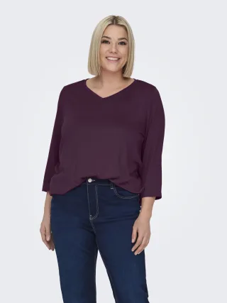 ONLY CARMAKOMA - CARCARLINNE V-NECK 3/4 TOP JRS BF Winetasting - Gr. - 52