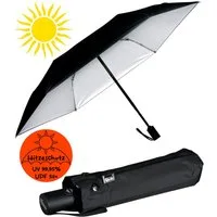iX-brella Taschenregenschirm Sonnen-Regenschirm mit UPF 50+, UV-Hitze-Schutz, für Damen, mit Auf-Zu-Automatik, innen silber