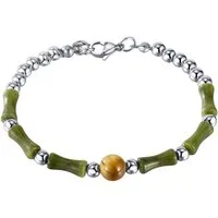Firetti Armband Schmuck Geschenk Edelstahl Armschmuck Erbskettengliederung Natursteine, mit Jade, Tigerauge