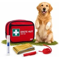 FLEXEO Erste-Hilfe-Set für Hund und Katze, Notfallausrüstung für Vierbeiner, 28-teilig, (1 St), mit Wundauflagen, Bandagen, Maulschlaufe, Zeckenzange, Reinigungstuch