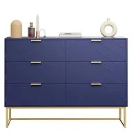 UEV Sideboard mit 6 Schubladen, Highboard Mehrzweckschrank mit Kisppschutz (für Wohnzimmer Schlafzimmer Büro Flur, 100x34x73,5cm), Küchenschrank Buffet TV Board Schrank mit Füße Aufbewahrungsschrank