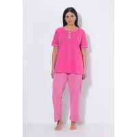 Ulla Popken Pyjama Pyjama gemustert Rundhals Halbarm Taschen