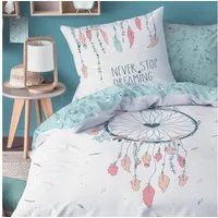 MTOnlinehandel Bettwäsche Traumfänger Biber 155x220 + 80x80 cm, 100 % Baumwolle, Flanell / Biber, 2 teilig, Boho Deko, Wintermotiv