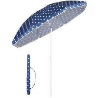Sekey Sonnenschirm Ø 160 cm Balkonschirm Rund Strandschirm Sonnenschirm mit Schutzhülle, LxB: 160,00x160,00 cm, Neigungswinkel verstellbar, Höhe verstellbar, mit Tragetasche