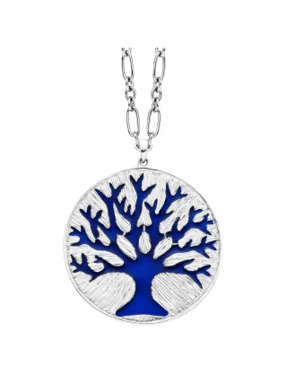 Julie Julsen Anhänger mit Kette 925 Silber Lebensbaum Emaille blau