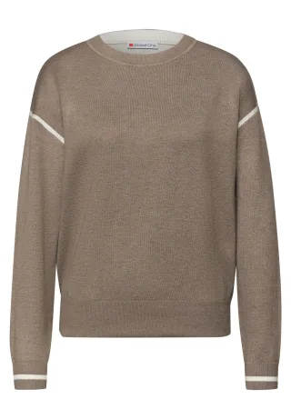 Street One - Pullover mit Kontrastdetails light terra mocha mel. - Gr. - 42