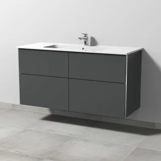 Sanipa 3way Waschtischunterbau zu Duravit ME by Starck Waschtisch mit 4 Auszügen, Anthrazit-Matt BR72722
