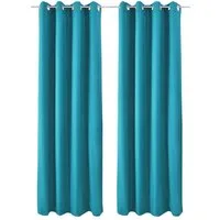 Beautissu Vorhang 2er Set Thermovorhang Gardine Türkis Amelie TO, 140x245cm, Ösenvorhang isolierend Kälte- & Hitzeschutz Vorhang Wohnzimmer