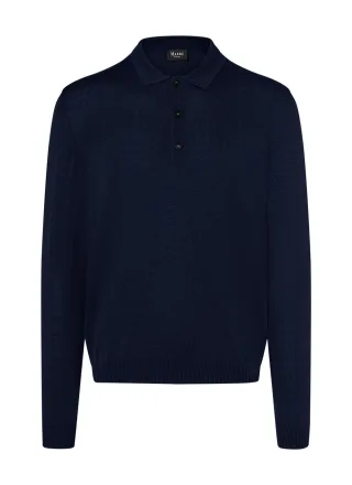 MAERZ Muenchen - Pullover Polokragen Knopf 1/1 Arm navy